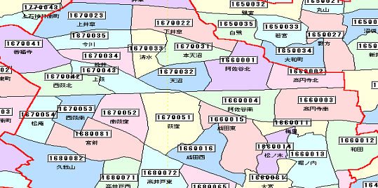全国郵便番号界地図データベース